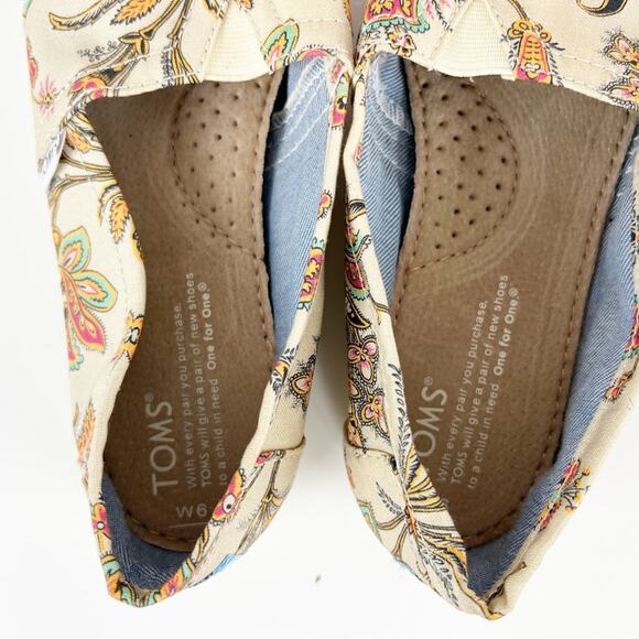 TOMS NWOT‎ Classic Vintage Paisley Canvas Slip On Alpargata Flats Shoes Size 6W - Picture 11 of 12